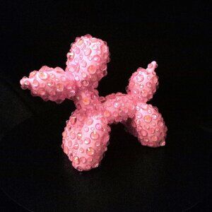 Pink Balloon Dog with Aurora Pink Stones, Unique Gift, Bling Decor